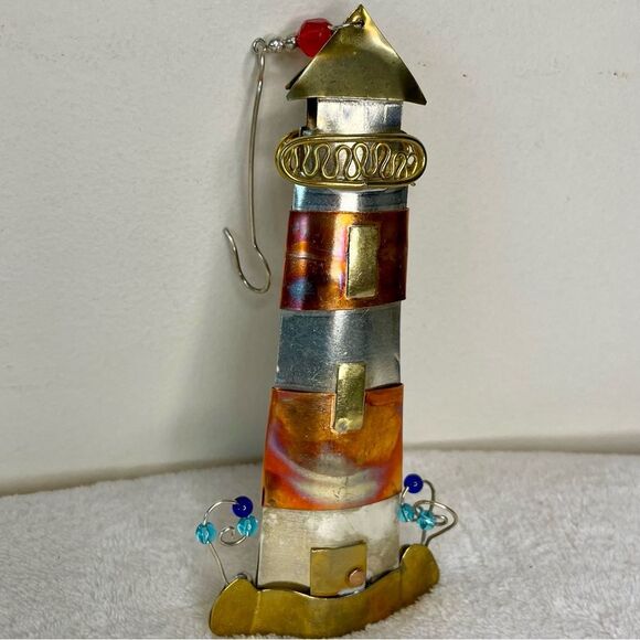 Lighthouse Ornament Christmas Metal Copper Xmas Decor Holiday Gift Present - Picture 6 of 10
